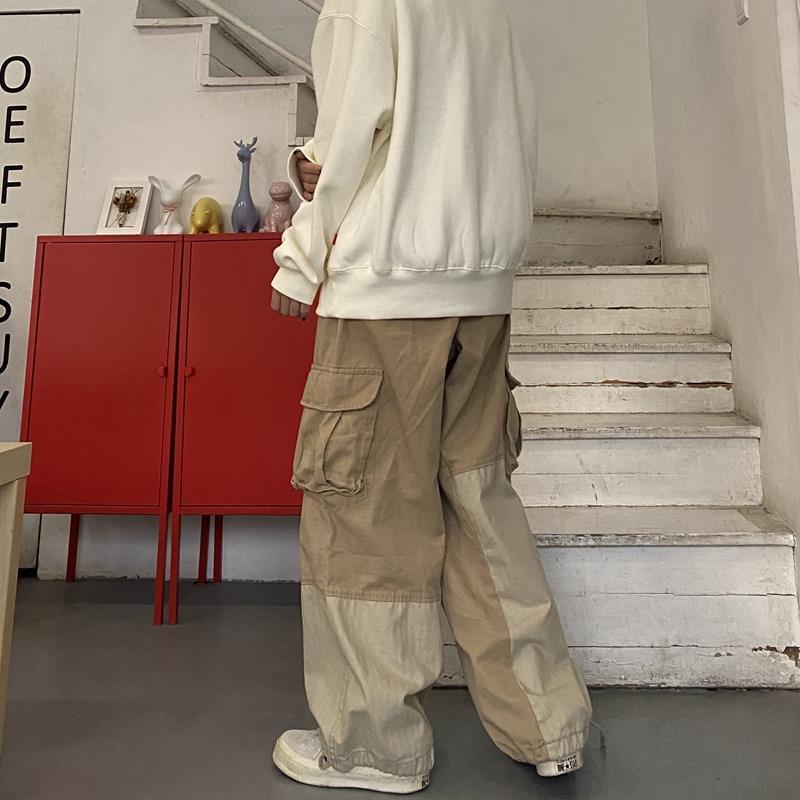 Baggy Black Cargo Pants for Men Khaki Cargo Trousers Male Vintage