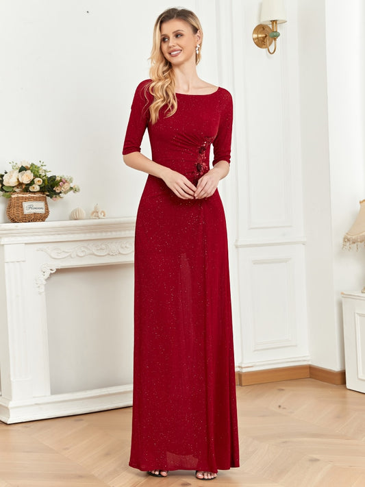 Evening wear Dresses: Long O-neck Mermaid Short Sleeves Gown