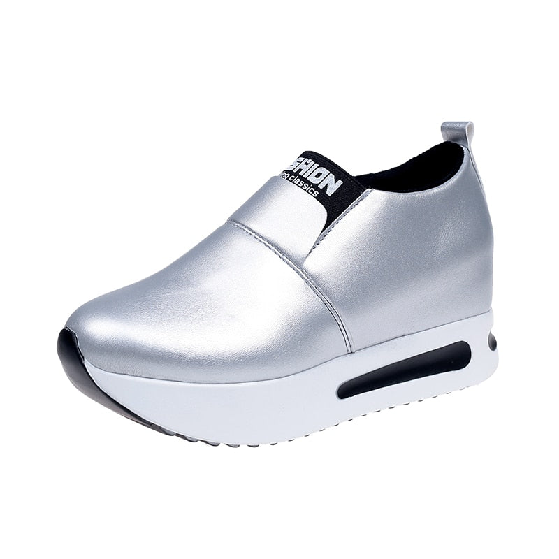 Fashion Shoes Women Sneakers Spring Autumn Women Pu Flat Thick Bottom Shoes