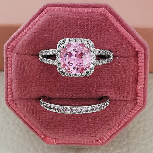 silver color bride Wedding Ring Set for Women Bride Engagement Fashion