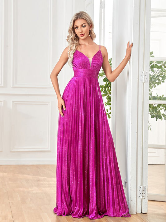 Evening wear Dresses: Evening Dress Floor Length Backless Formal Deep V-neck Women