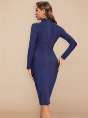 Winter Long Sleeve HL Bandage Dress Deep V Neck Women Bodycon Dress