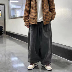 Streetwear multi-pocket jeans cargo pants Loose Plus Size Wide Leg Pants