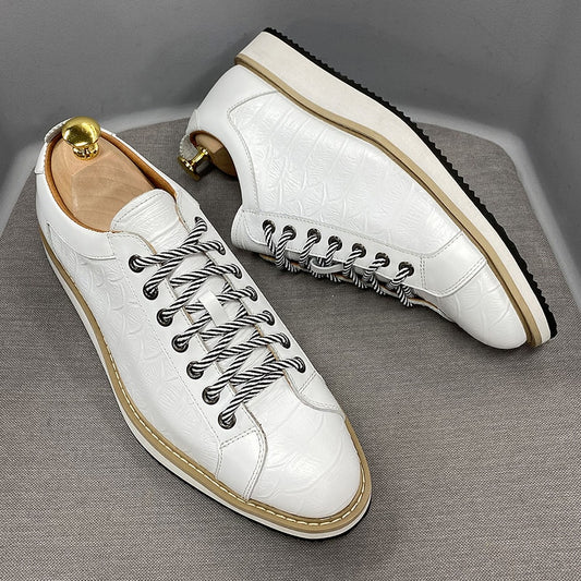 Mens Casual Shoes Genuine Leather Lace-Up