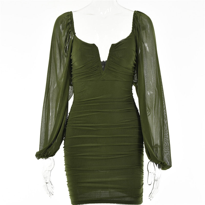 Articat Backless Pleated Dress Women Year Elegant Casual Solid