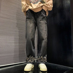 Personality Embroidery Men Baggy Jeans Streetwear