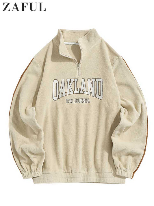 Men Hoodie Fall Winter Fleece Sweatshirts Letter Embroidery