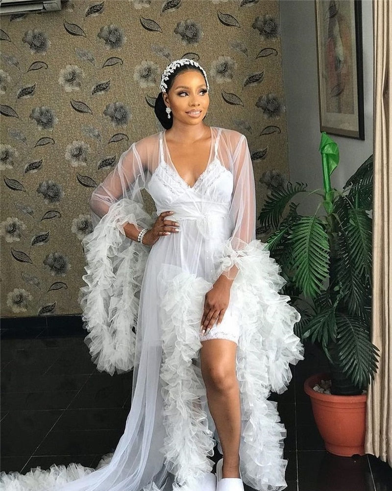 Homecoming Dresses: Women White Ivory Tulle Sleepwear Wedding Outfit Garment