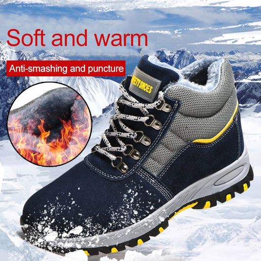 Winter Safety Work Boots Steel Toe Working Men Boots Warm Add Velvet Cold
