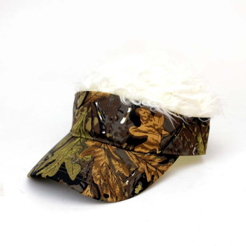 New Unisex Casual Camouflage Visor Hat Men Women Adjustable Sun Sunshade Hip Hop Baseball Cap With Spiked Hairs Wigs Casquatte