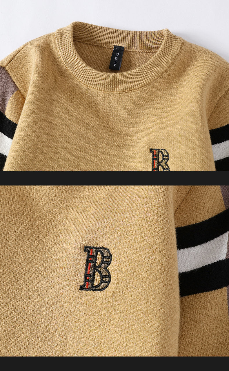 Autumn/Winter Fashion Luxury Men's Classic Casual Stripe Checkered Pullover