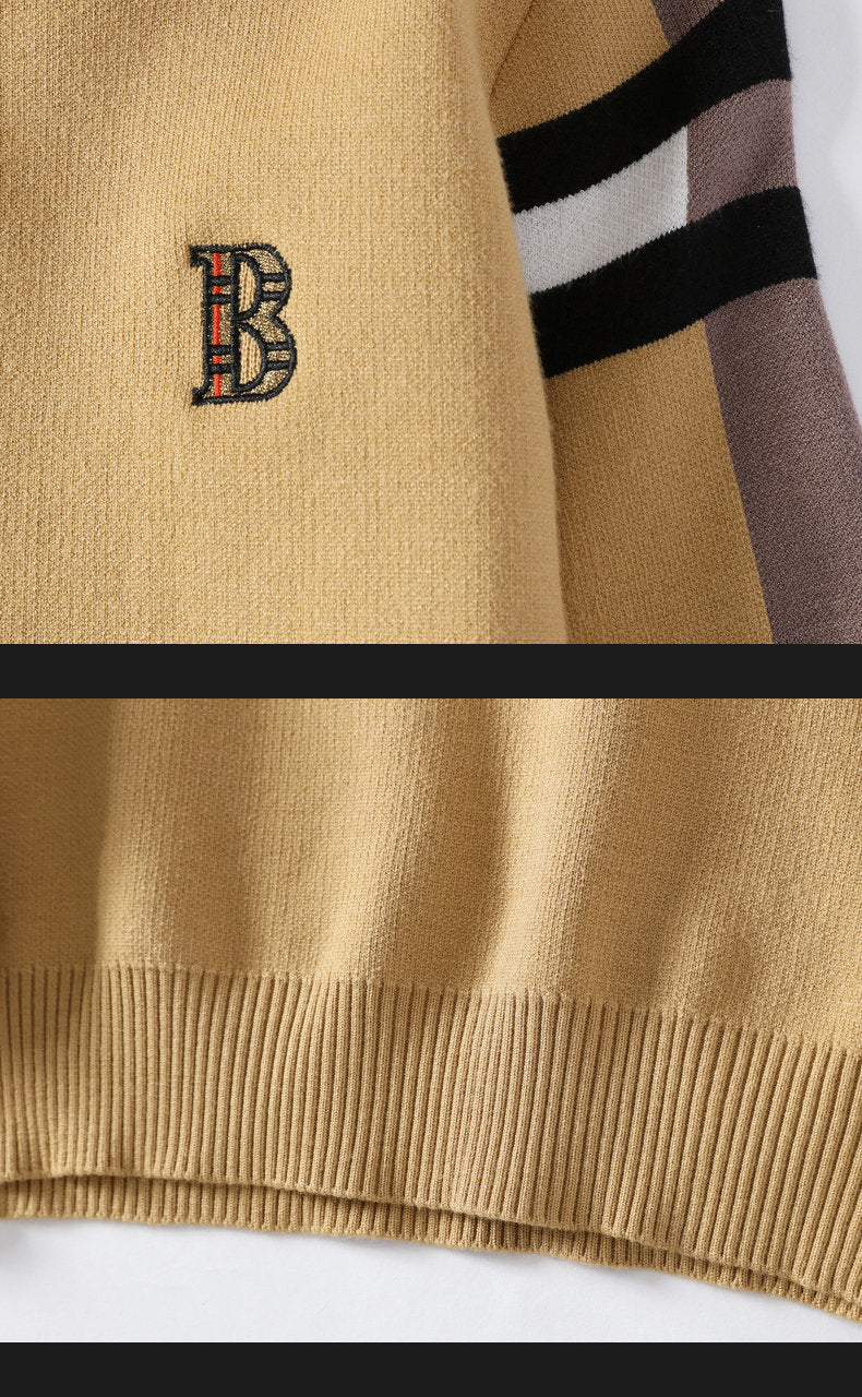 Autumn/Winter Fashion Luxury Men's Classic Casual Stripe Checkered Pullover