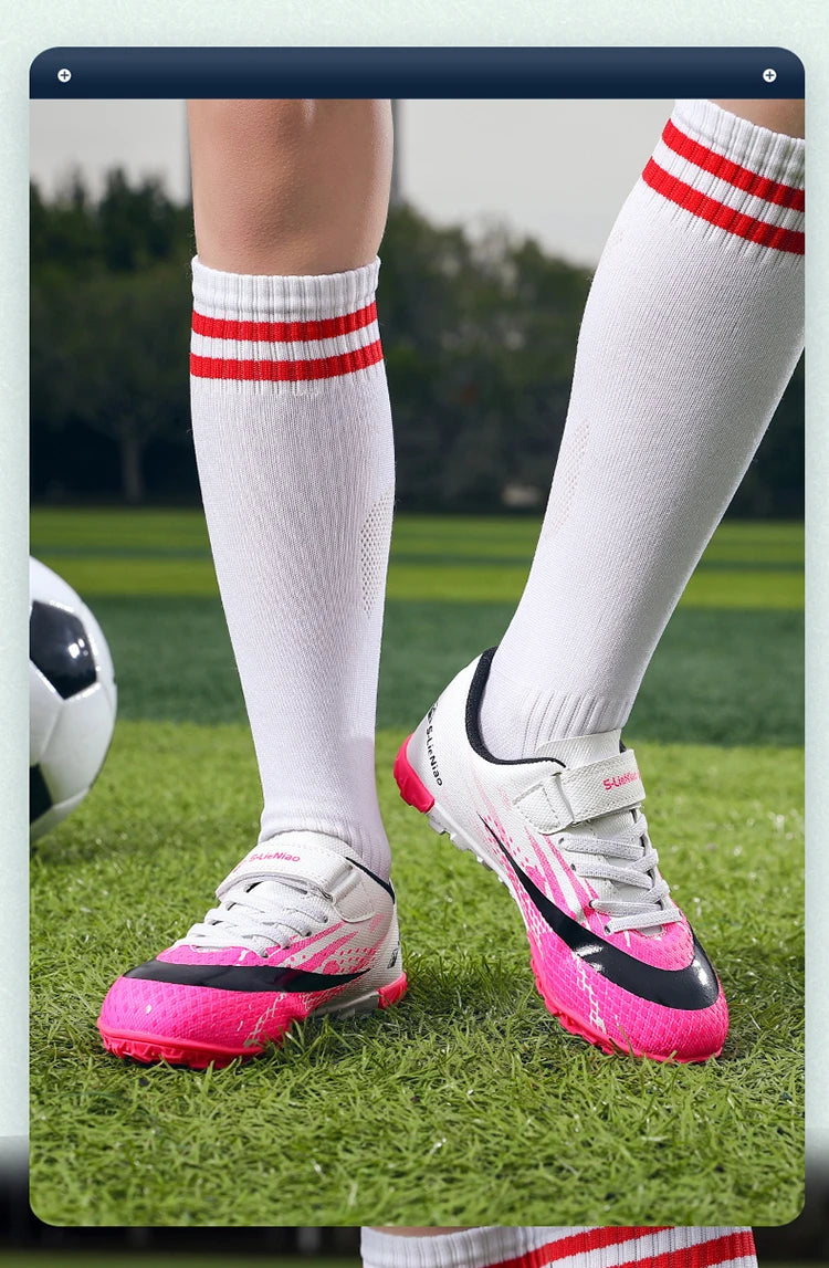 Kids Sport Football Shoes For Boys Indoor Turf Training Outdoor Futsal Hall