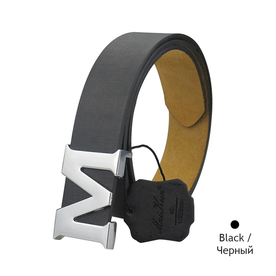 Maikun Women’s Leather Belts Removable Letter M Plate Buckle  High Quality PU Leather Belt  For Jeans Dress Halloween