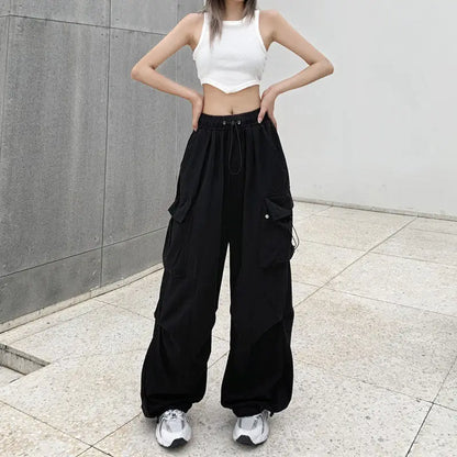 Women Y2K Streetwear Cargo Pants Vintage Fashion High Waist Baggy Trousers