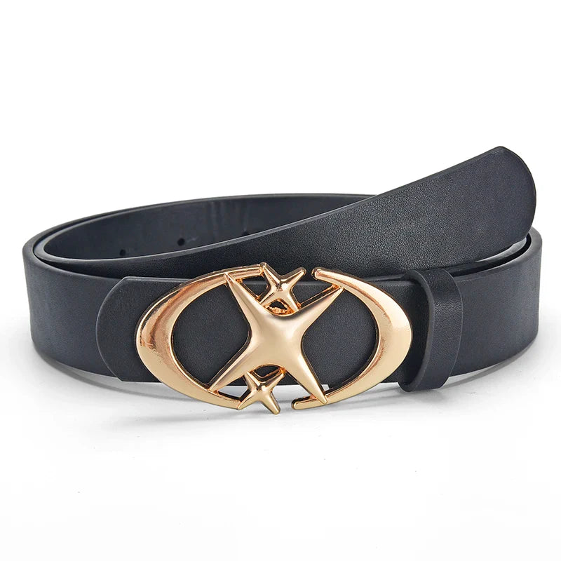 Men's Belt Punk Star Buckle Belt Design Cross Metal Vintage Gothic Men Women Y2K Belt Pu Leather Belt Pants Jeans Neutral Belts