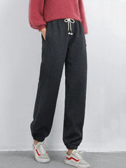 Winter Women Harem Pants Drawstring Fleece Long Thicken Y2K Sweatpants Joggers