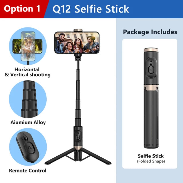 Bluetooth Selfie Stick  Foldable Wireless Tripod with Bluetooth Shutter