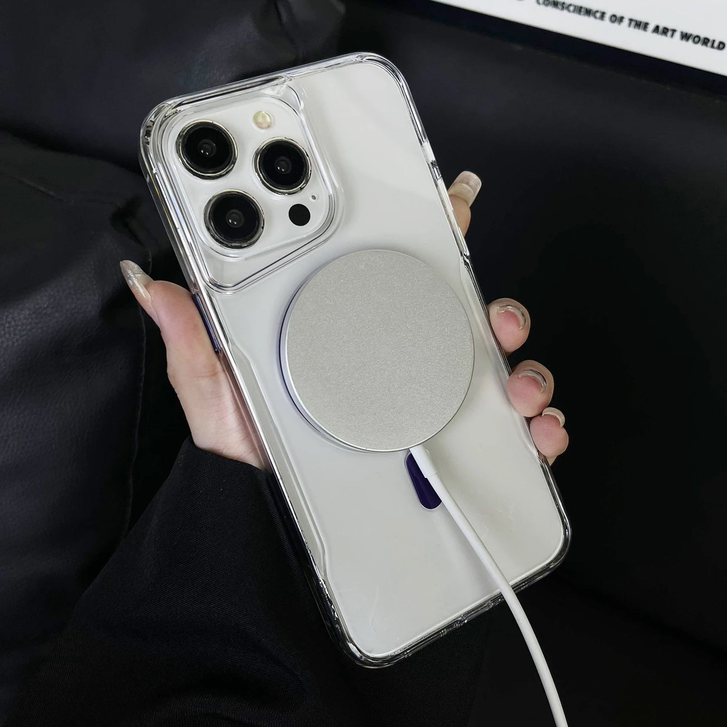 Transparent Case For iPhone 15 14 13 12 Pro  Max Plus Magnetic Wireless Charge Ultra-Thin Plastic Phone Cover