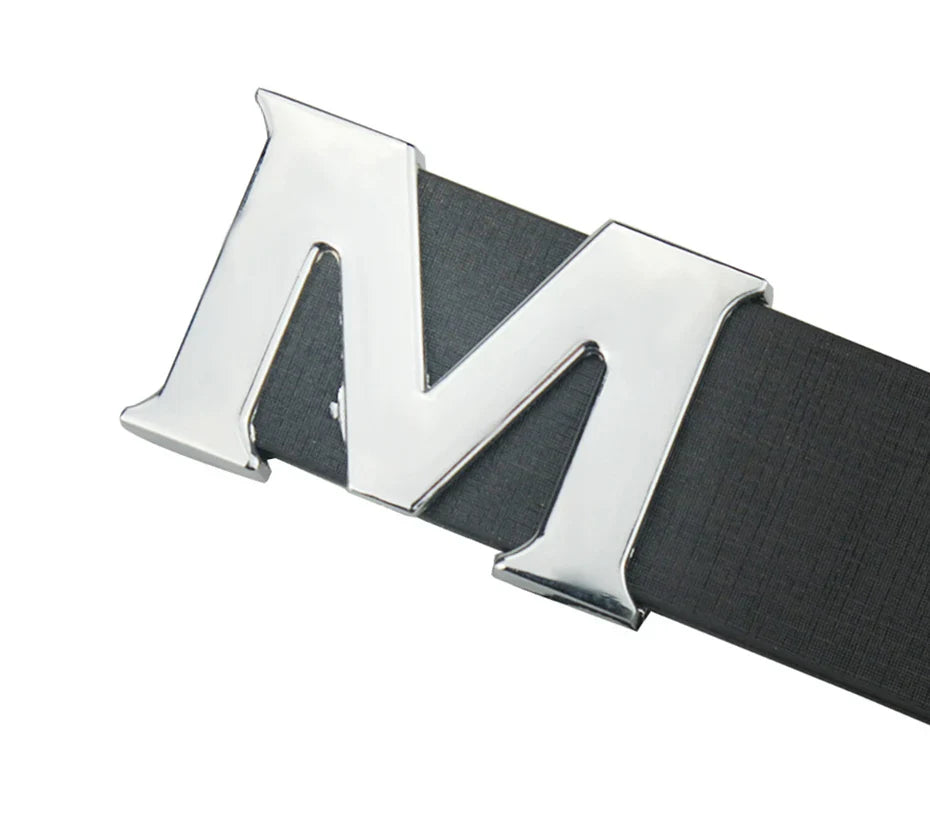 Maikun Women’s Leather Belts Removable Letter M Plate Buckle  High Quality PU Leather Belt  For Jeans Dress Halloween