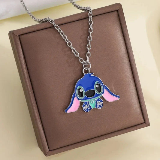 Fashion Cartoon Cute Big Ear Stitch Couple Necklace Personalized Hip Hop Pendant Sweater Chain