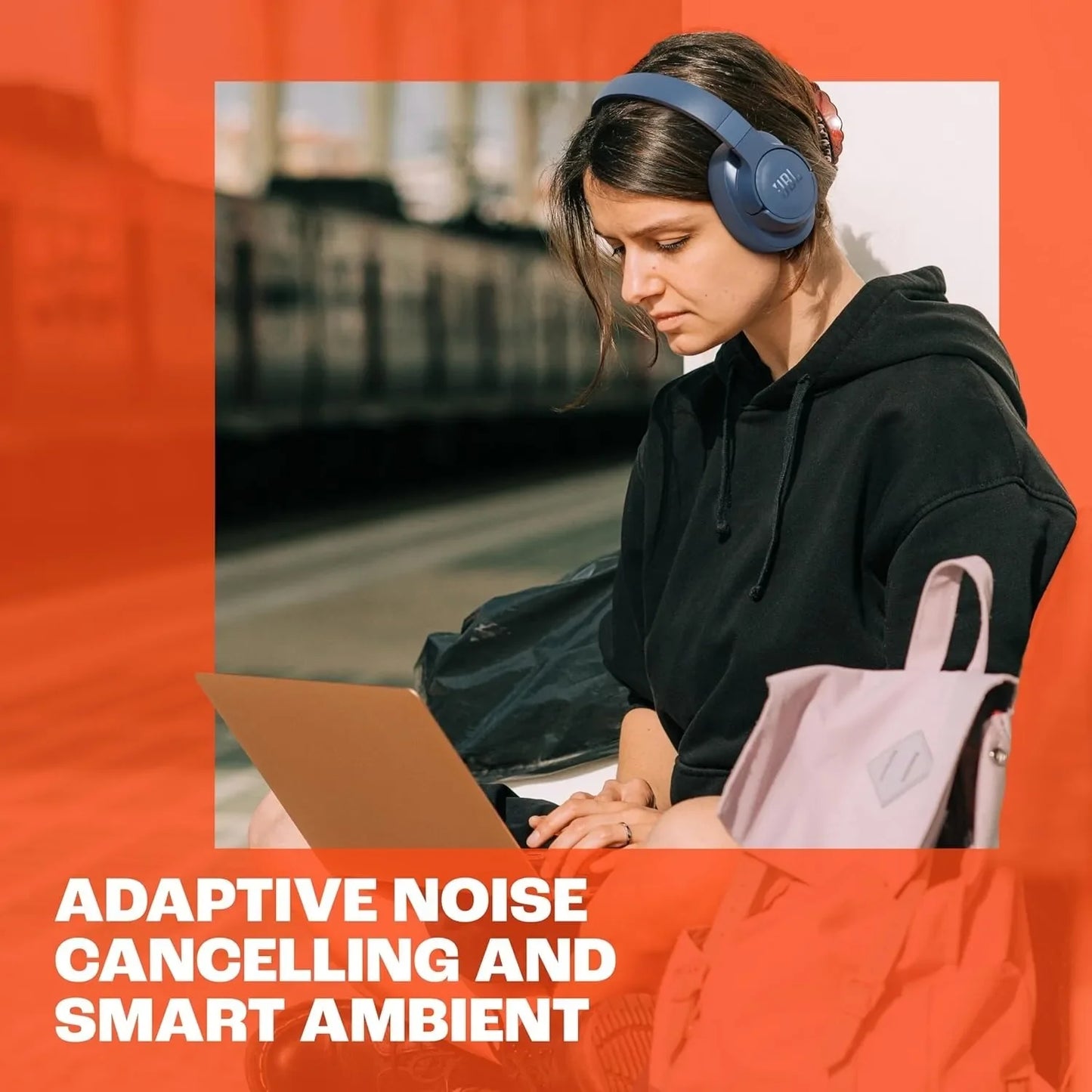 JBL Tune 770NC Wireless Over-Ear Headphones with Adaptive Noise Cancelling, Smart Ambient, Bluetooth 5.3, Black