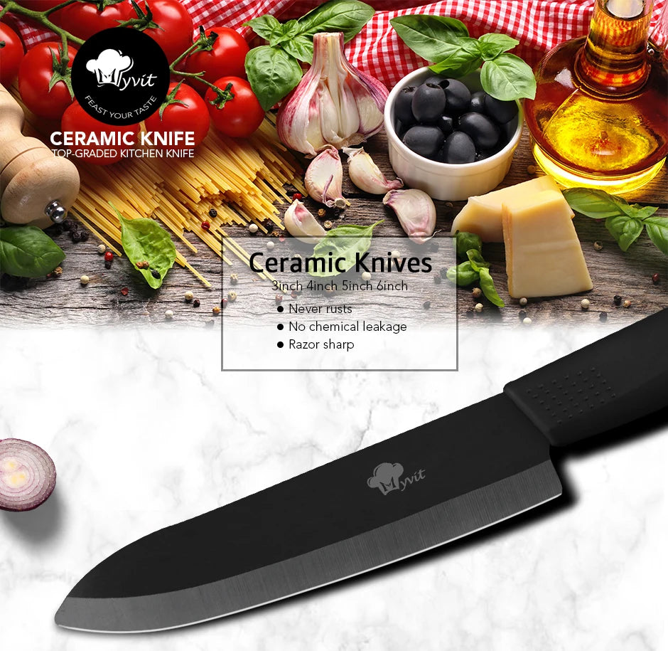 Ceramic Fruit Knife for Kitchen 3 4 5 6 inch Chef Knife with Sheath Utility Slicing