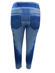 Women's High-Stretch Denim Print Leggings Ultra Comfortable Tummy Control for Yoga