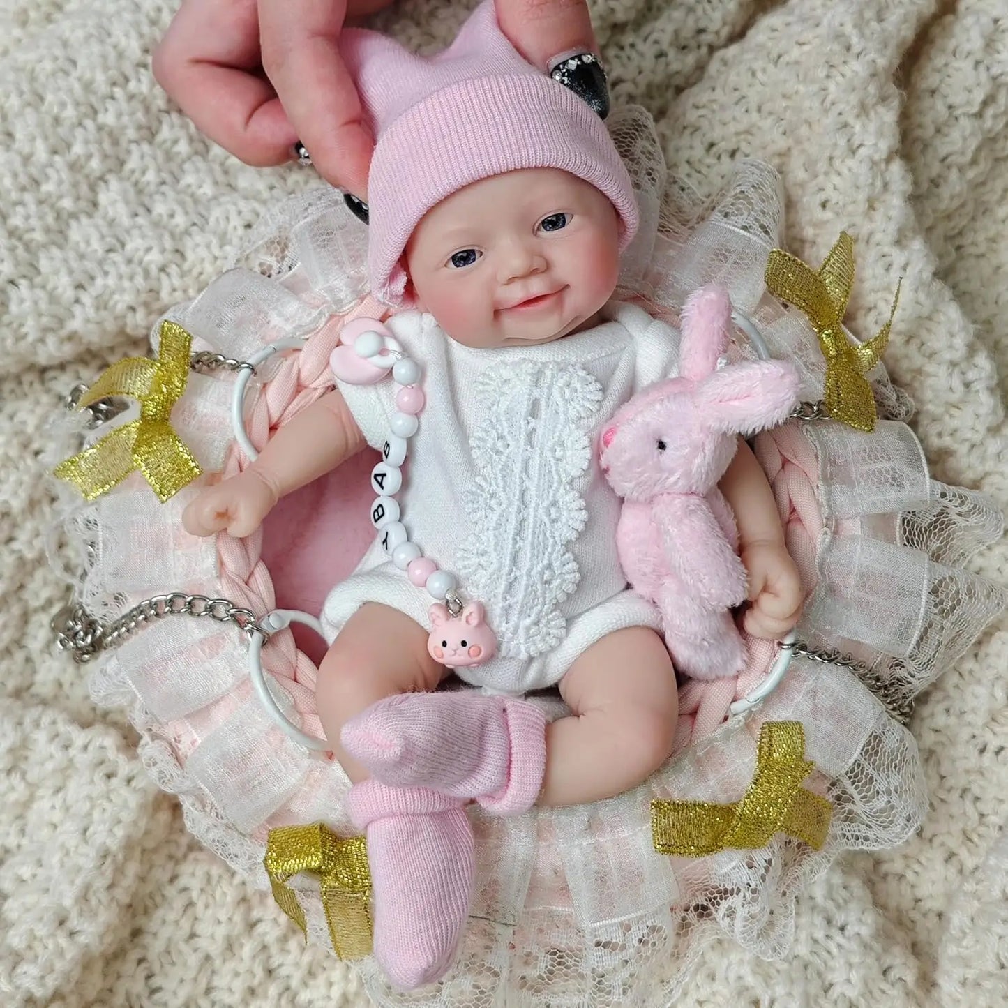 7 inches Reborn Baby Dolls Full Body Silicone Blue Eyes Open Cute Baby Girl The Look Real Baby with Gift Box