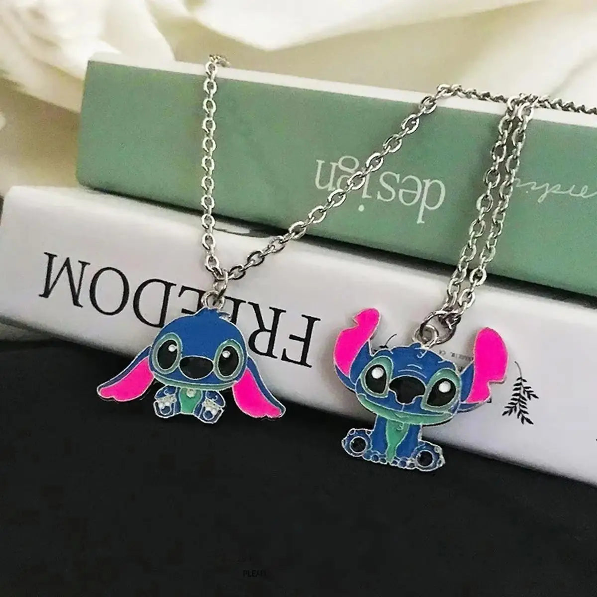 Fashion Cartoon Cute Big Ear Stitch Couple Necklace Personalized Hip Hop Pendant Sweater Chain
