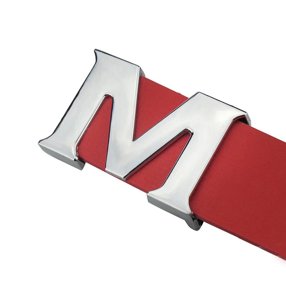 Maikun Women’s Leather Belts Removable Letter M Plate Buckle  High Quality PU Leather Belt  For Jeans Dress Halloween