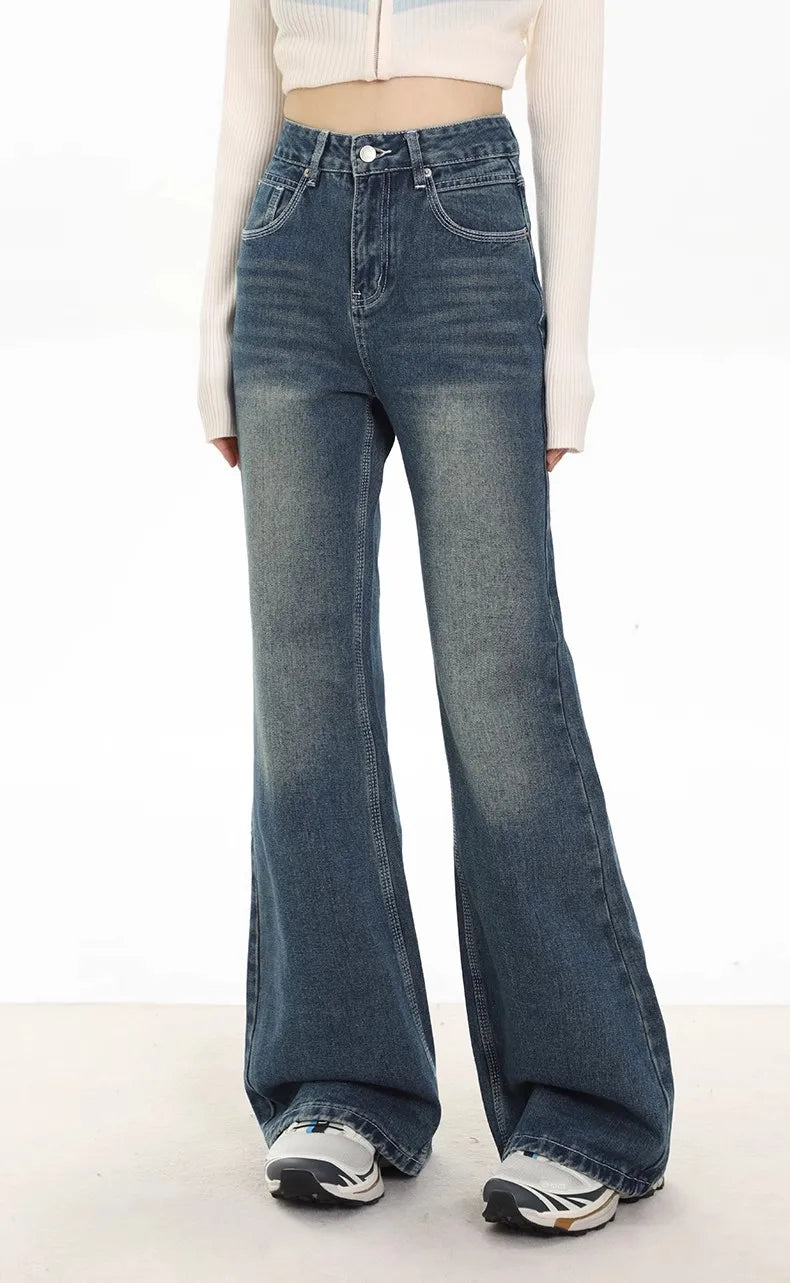 Fashion Slim Flared Jeans For Women Streetwear Y2K Style High-waisted Pants
