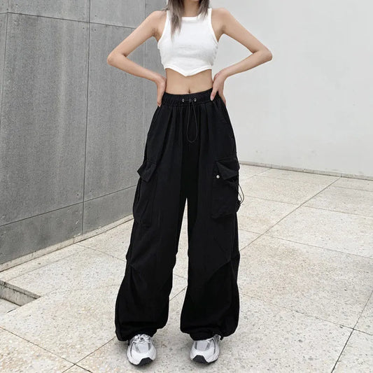 Women Casual Joggers Tech Pants Solid Low Waist Pants  Oversize Sweatpants