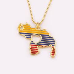 Fashion Venezuela Map Heart Design Charm Pendant Necklace For Women