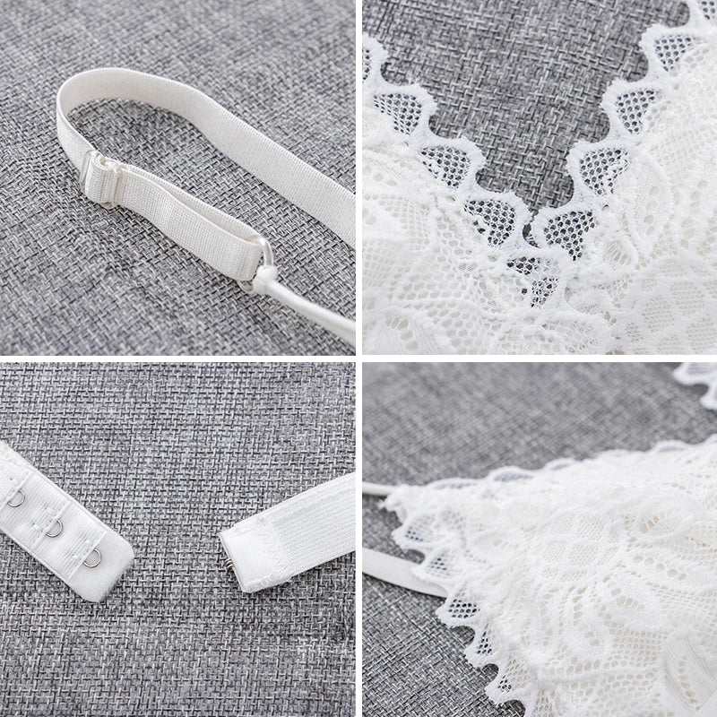 Women Lace Bra Wire Free Padded Lingerie Floral Lace Bralette Female Ultra