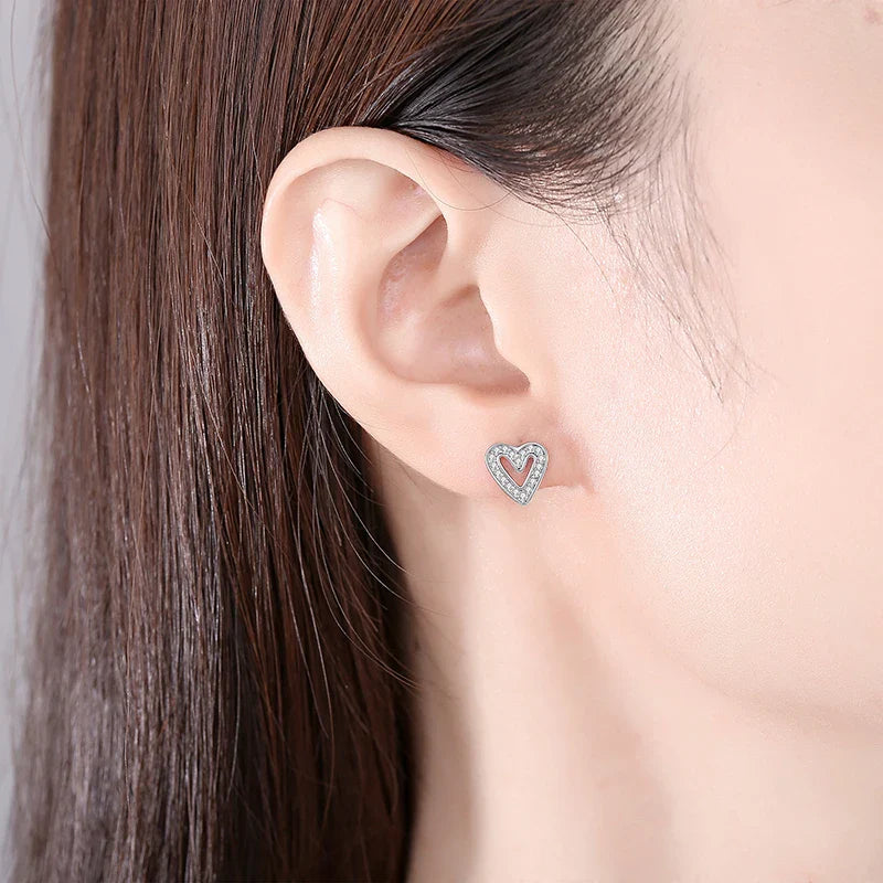 Original 925 Sterling Silver Earrings 2025 Stud Hoop Crystal Earings For Women Rose Gold Crown Heart Infinity Bee Earing Jewelry