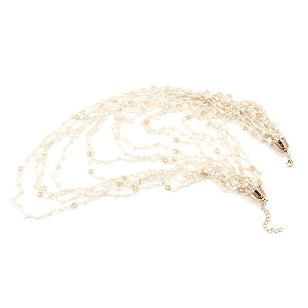 Handmade Beaded Shell Necklaces Multilayer Elegant Choker Necklaces for Women