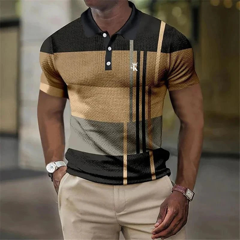 Men's Polo Shirt Golf Shirt Work Casual Lapel Polo Collar Short Sleeve Basic Color Block Button Spring & Summer Polo Shirt