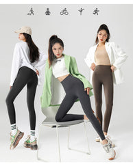 Autumn Winter High Waist Shark Leggings Women's Seamless Fleece Warm