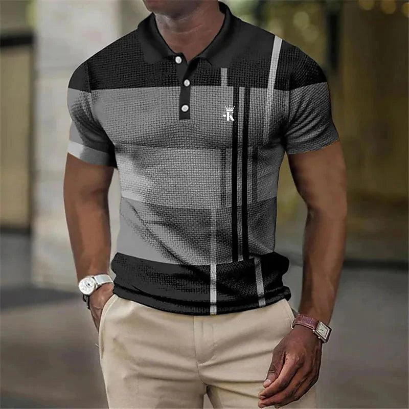 Men's Polo Shirt Golf Shirt Work Casual Lapel Polo Collar Short Sleeve Basic Color Block Button Spring & Summer Polo Shirt