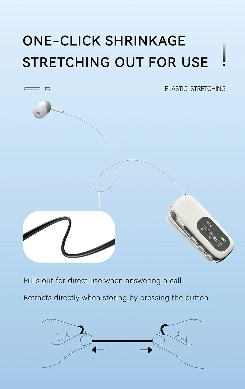 K75 Lavalier Business Bluetooth 5.4 Headphone Talk Time 20 Hours,LED Display,Voice broadcast Wireless Earphones For Work Driving