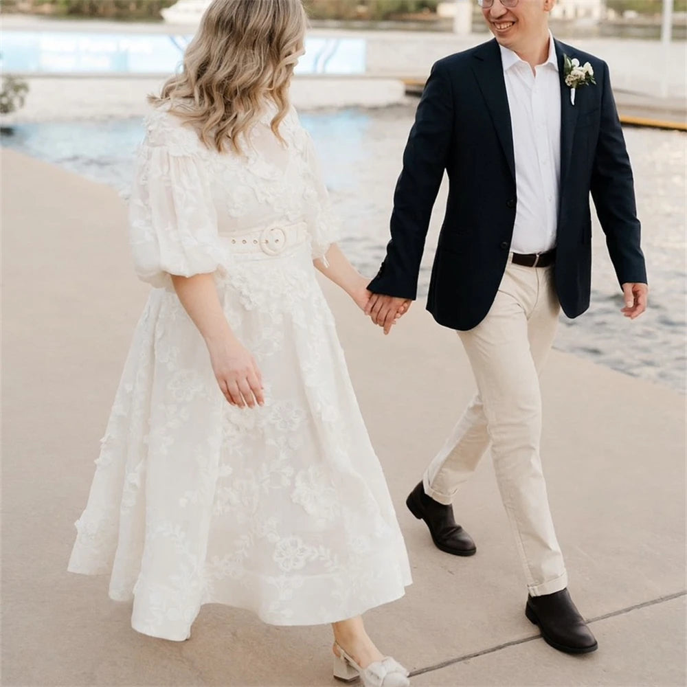 White Bridesmaid Dresses: Appliques Lace Wedding Dress For Plus Size Women