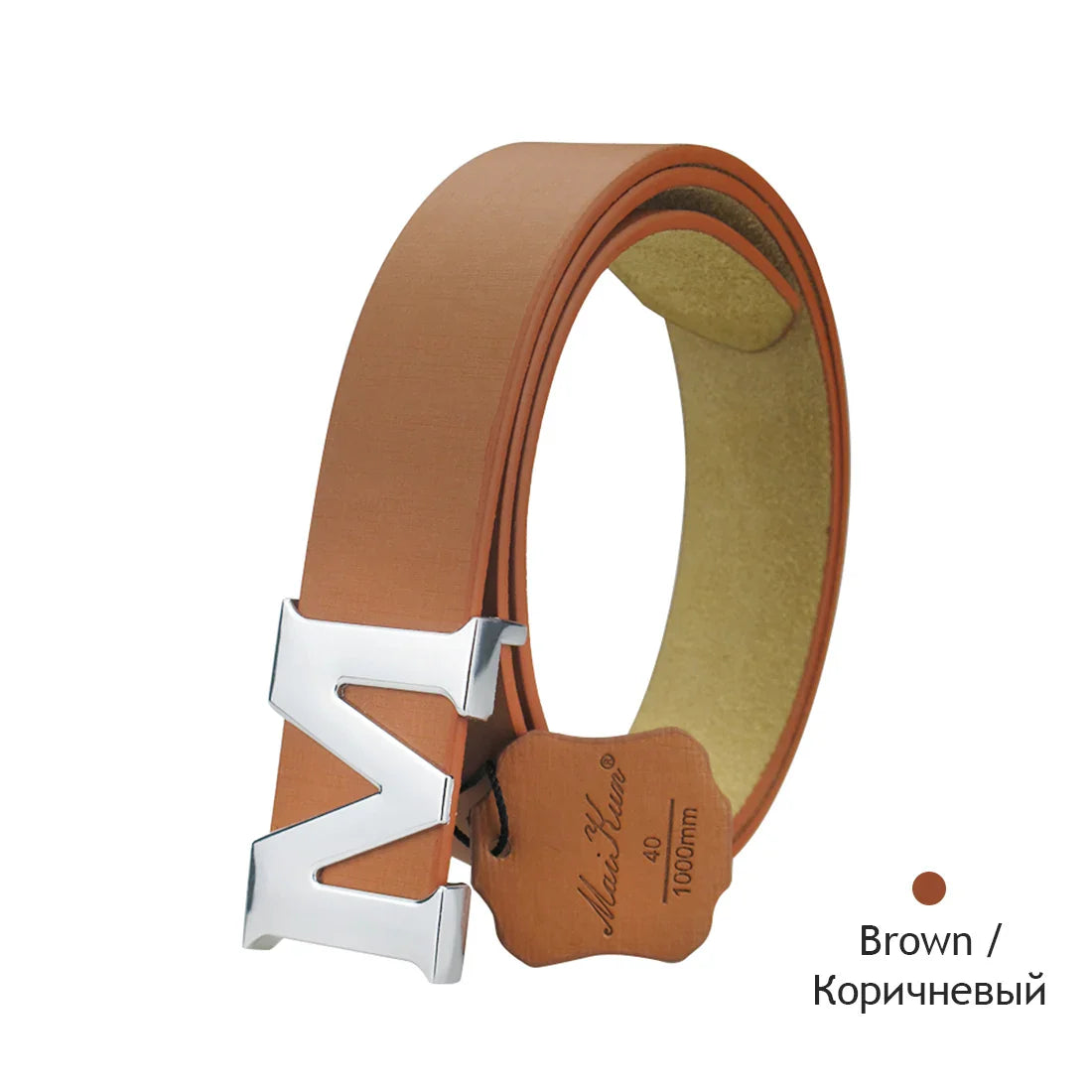 Maikun Women’s Leather Belts Removable Letter M Plate Buckle  High Quality PU Leather Belt  For Jeans Dress Halloween
