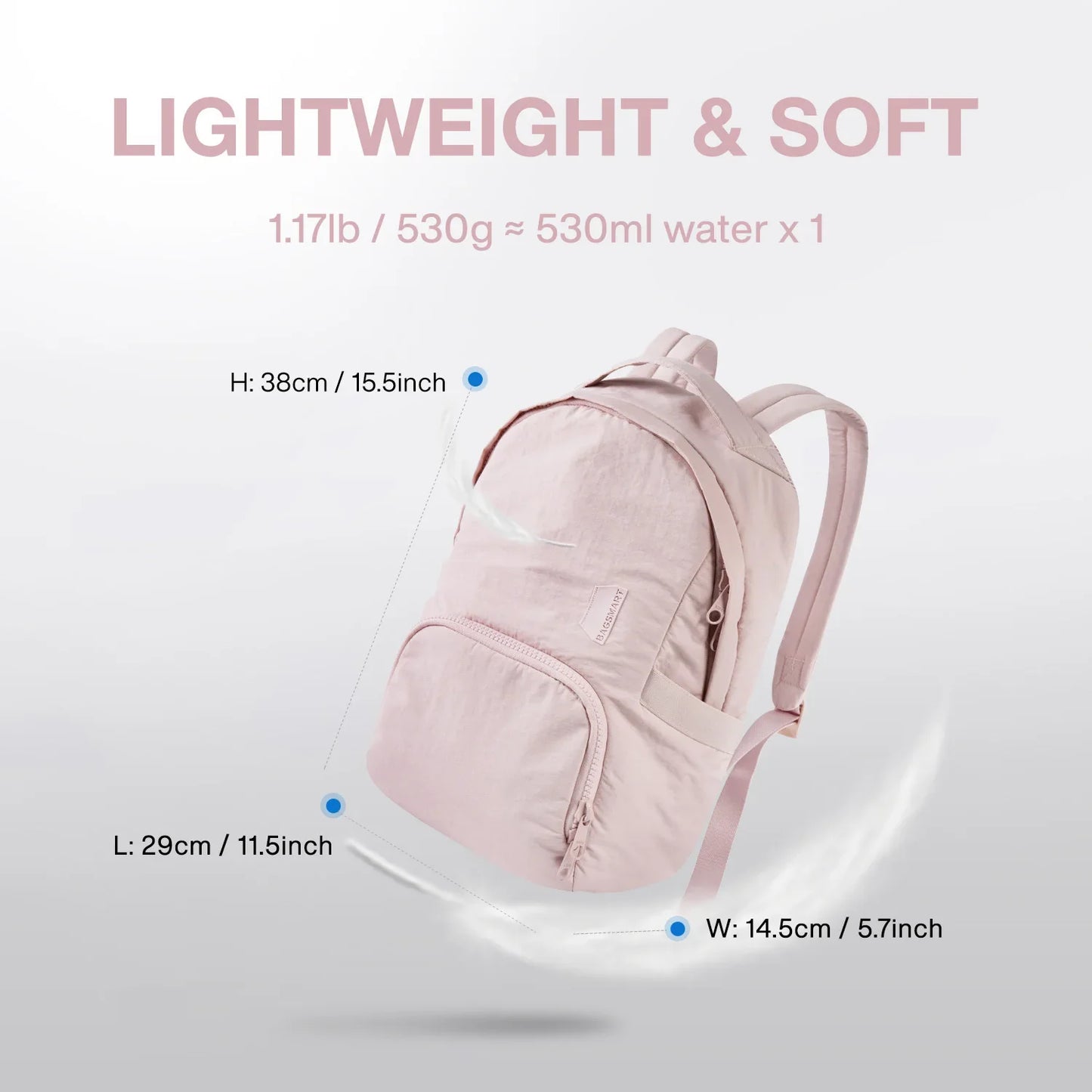 BAGSMART Women's Backpack 13 Inch Laptop Bag Cute Kawaii School Bag Anti Theft Waterproof Nylon Travel Backpacks Women Book Bag