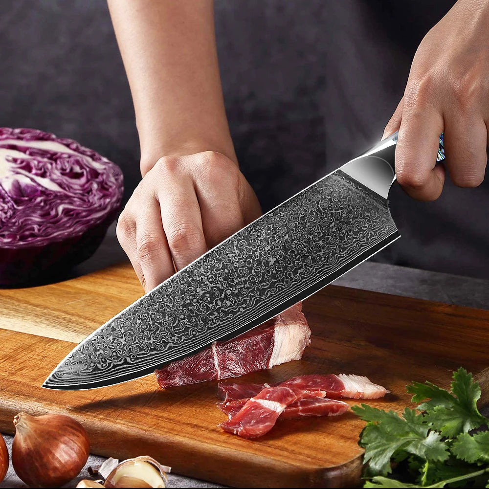 Damascus Knife Chef Knife Japanes VG10 67 Layer Steel Cleaver Paring Bread Knife