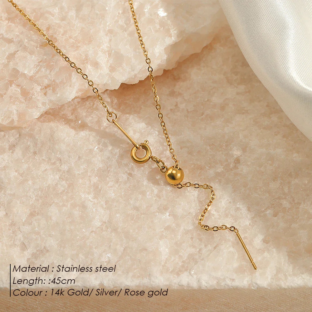 eManco Adjusta Long Layered Pendant Necklace  Stainless Steel Necklace Chocker Necklaces for Women Fashion Jewelry YX26925