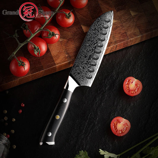 5 Inch Santoku Knife Japanese Damascus Stainless Steel 67 Layers Japanese