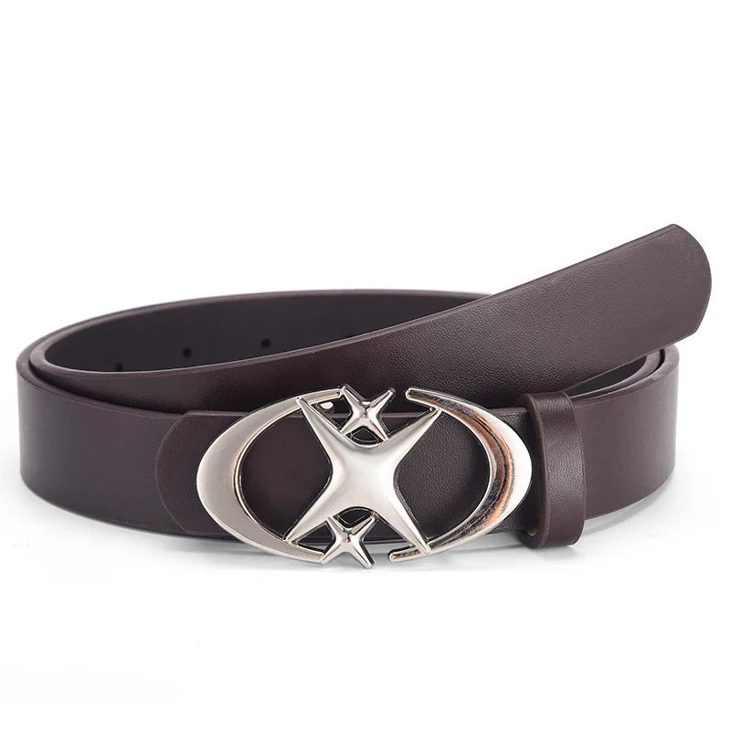 Men's Belt Punk Star Buckle Belt Design Cross Metal Vintage Gothic Men Women Y2K Belt Pu Leather Belt Pants Jeans Neutral Belts