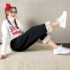 Winter Women Harem Pants Drawstring Fleece Long Thicken Y2K Sweatpants Joggers