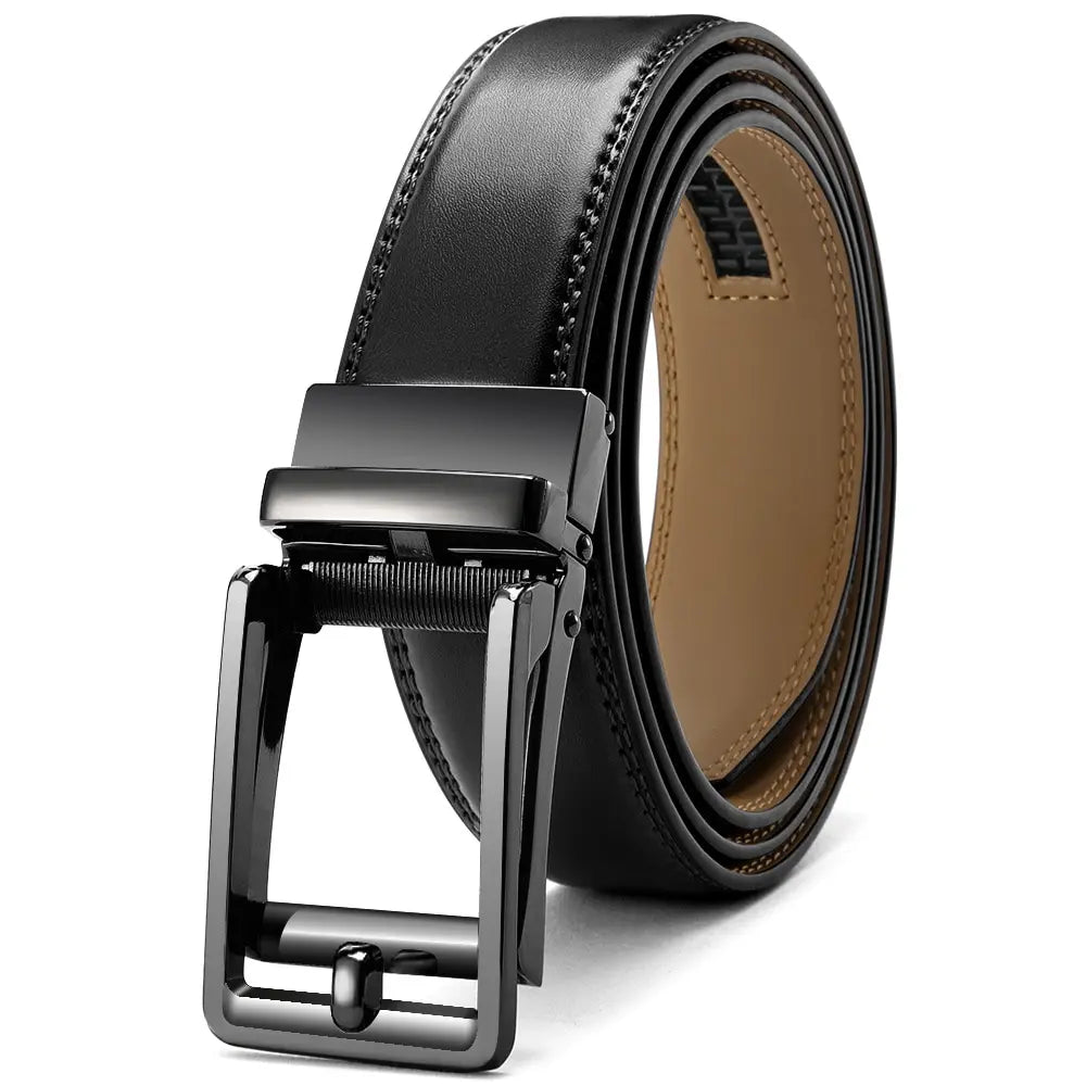 Mens Leather Belt  Automatic Genuine Leather Belts Belt Male Leisure Fashion Ratchet Belts for Men Pants Waistband Ремень